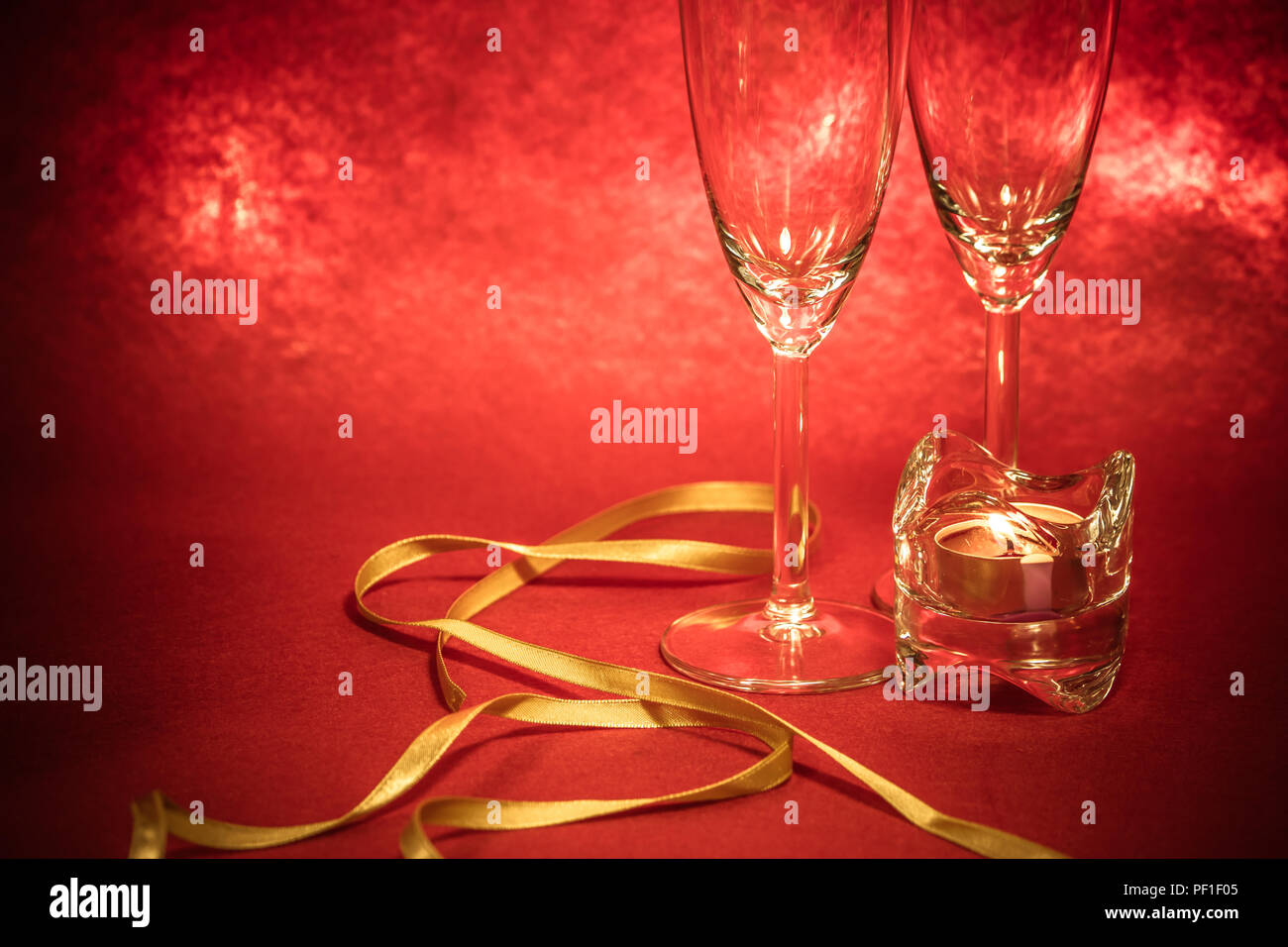 Glass Champagne and light Candle. Celebrate in Party Stock Photo Alamy