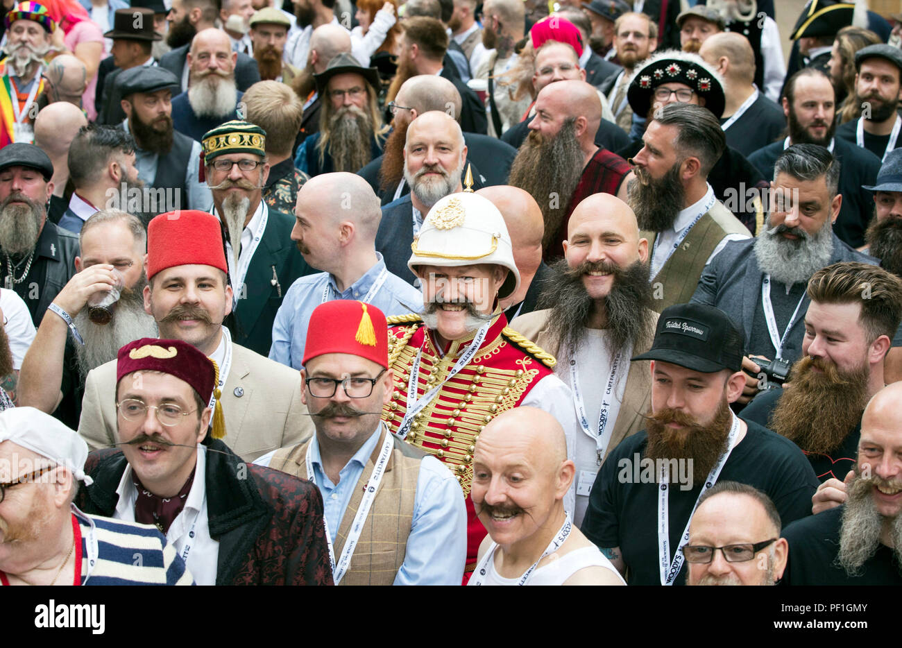 People attend the fourth British Beard and Moustache Championships at the Empress Ballroom, Winter Gardens, Blackpool. Stock Photo