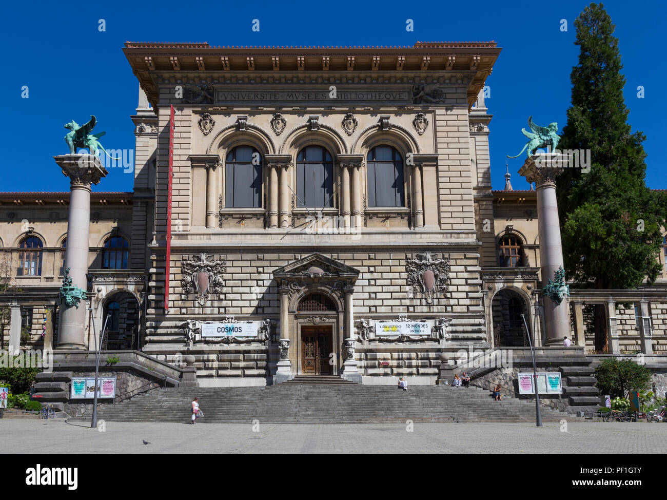 The main entrance of the Palais de Rumine, Lausanne, Switzerland Stock Photo