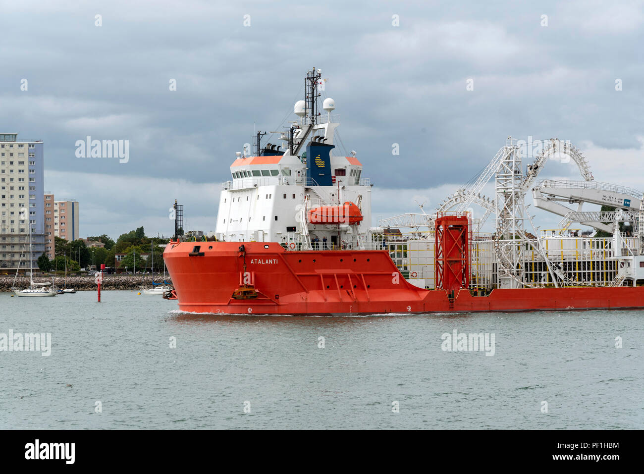 The Atalanti a cable laying ship of special design underway on