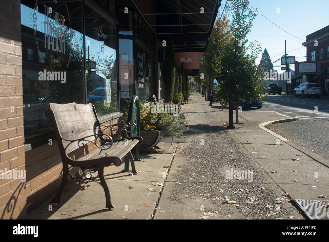 OCTOBER 10 2017, CARLTON, OREGON, Looking down Main Street in the small