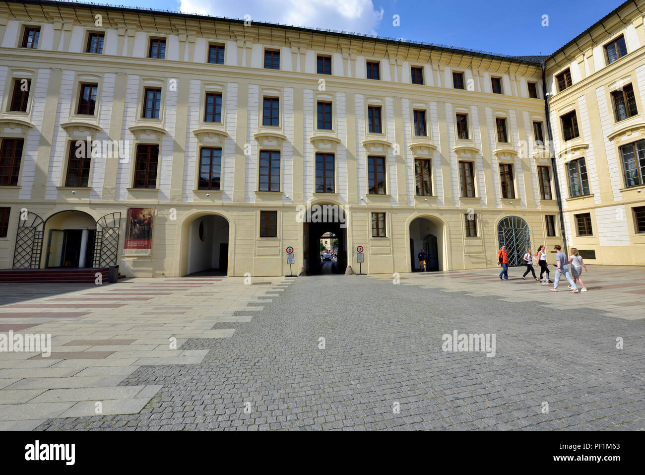 Inside Prague castle dating from the 9th century, 2nd courtyard and federal government offices, Czech Republic Stock Photo