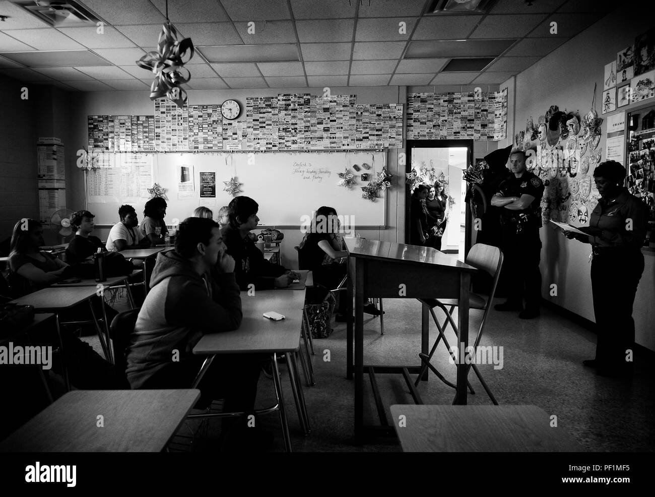 Shattered Dreams is an educational program designed to prevent problems resulting from drinking while driving. Fellow students portray the victims and visually engage their peers to consider the gravity of the issue, and promote responsible decision making. Johnson High School faculty partnered with volunteers from Joint Base San Antonio-Lackland, Wilford Hall Ambulatory Services Center and local first-responders to ensure the two-day program had the necessary support to provide the most realistic portrayal possible to the students. (U.S. Air Force photo by Staff Sgt. DeAndre Curtiss) Stock Photo