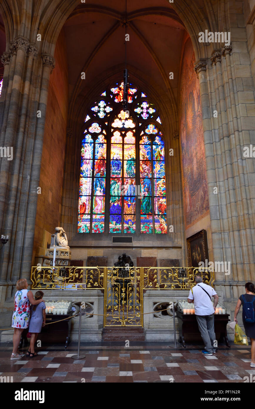Interior of St. Vitus Cathedral located in Prague castle, Prague, Czech ...