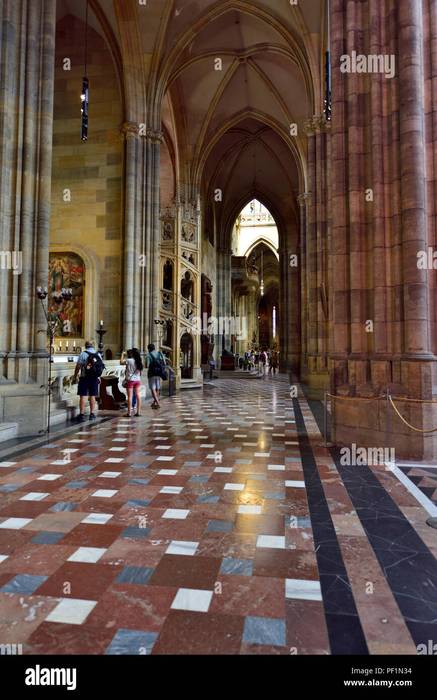 Interior of St. Vitus Cathedral located in Prague castle, Prague, Czech ...