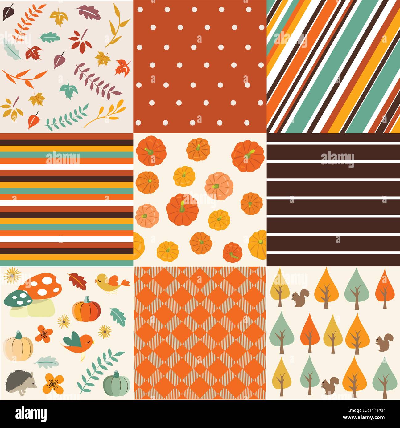 Autumn seamles backgrounds set Stock Vector