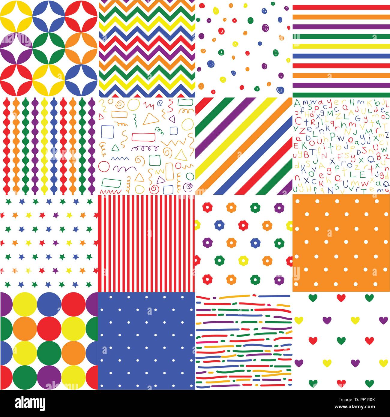 Colorful seamless patterns for baby style. Vector illustration for children background. Stock Vector