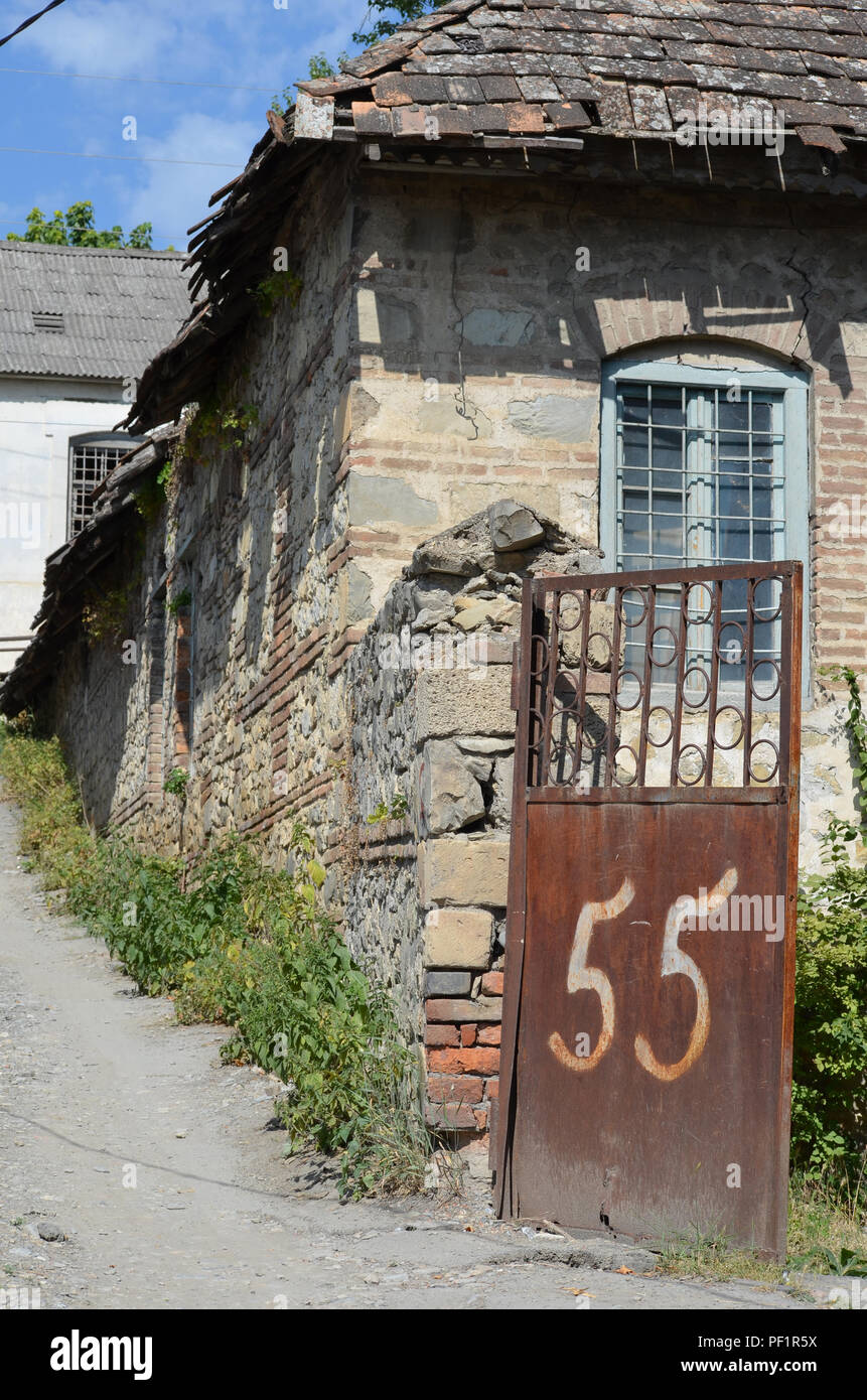Traditional houses in Sheki's old town, northern Azerbaijan Stock Photo