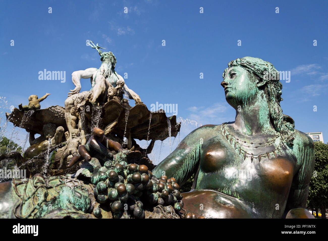 Neptune Fountain Poseidon And Woman Statue Represents Rhine Berlin Germany Stock Photo Alamy