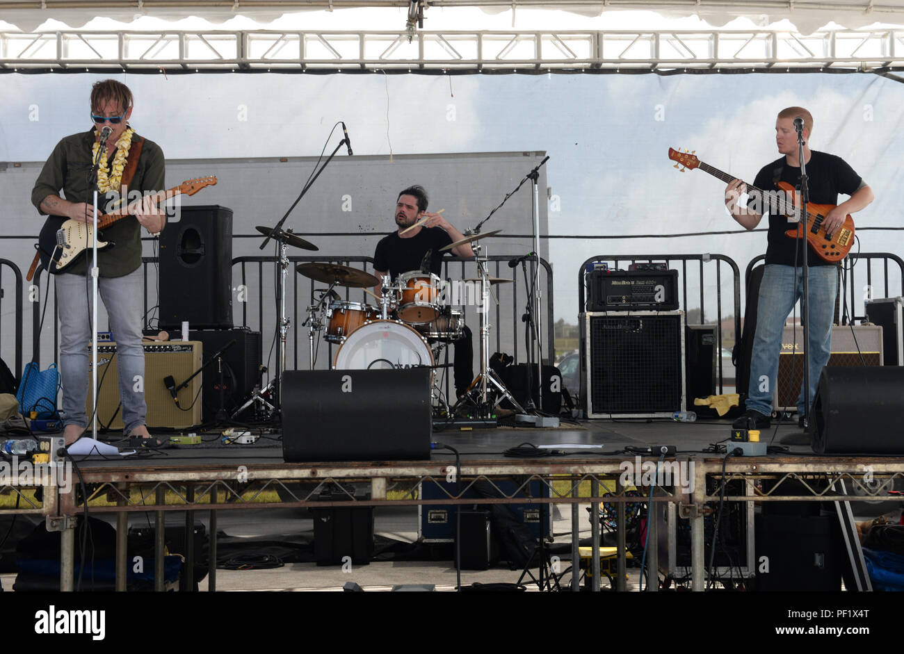 The Chris Walker Band plays for attendees of the 2016 Pacific Air Partners  Open House Feb. 20 at Andersen Air Force Base, Guam. In addition to the Chris  Walker Band, attendees of