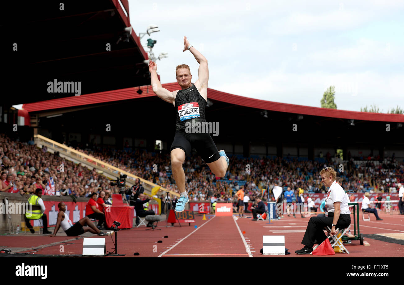 Great Britain's Greg Rutherford competes in the Men's Long Jump during ...