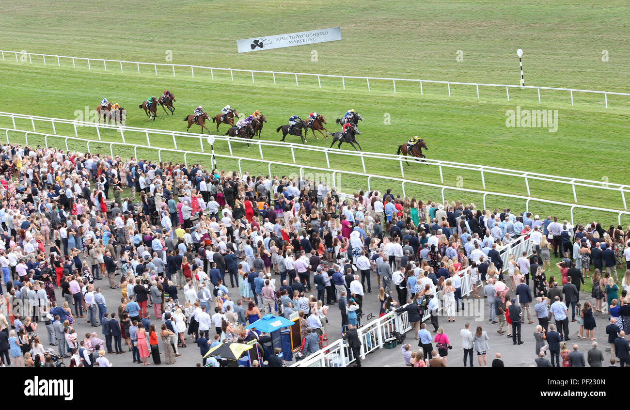 Squats and Georgia Cox lead the field home to win The Laurent-Perrier Handicap Stakes Race run during Ladies Day at Newbury Racecourse. Stock Photo