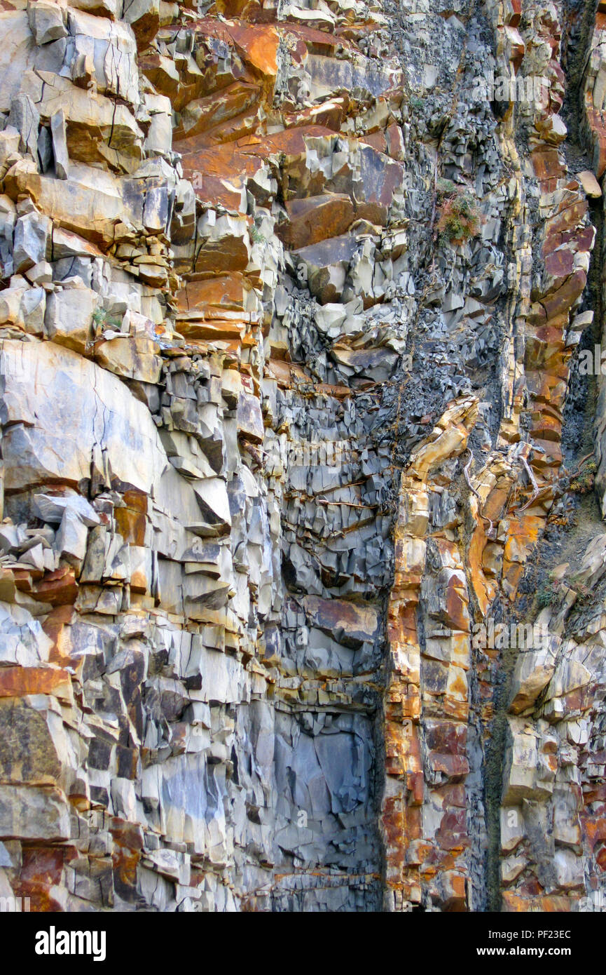 Natural interesting structured rock wall, patchy surface Stock Photo ...