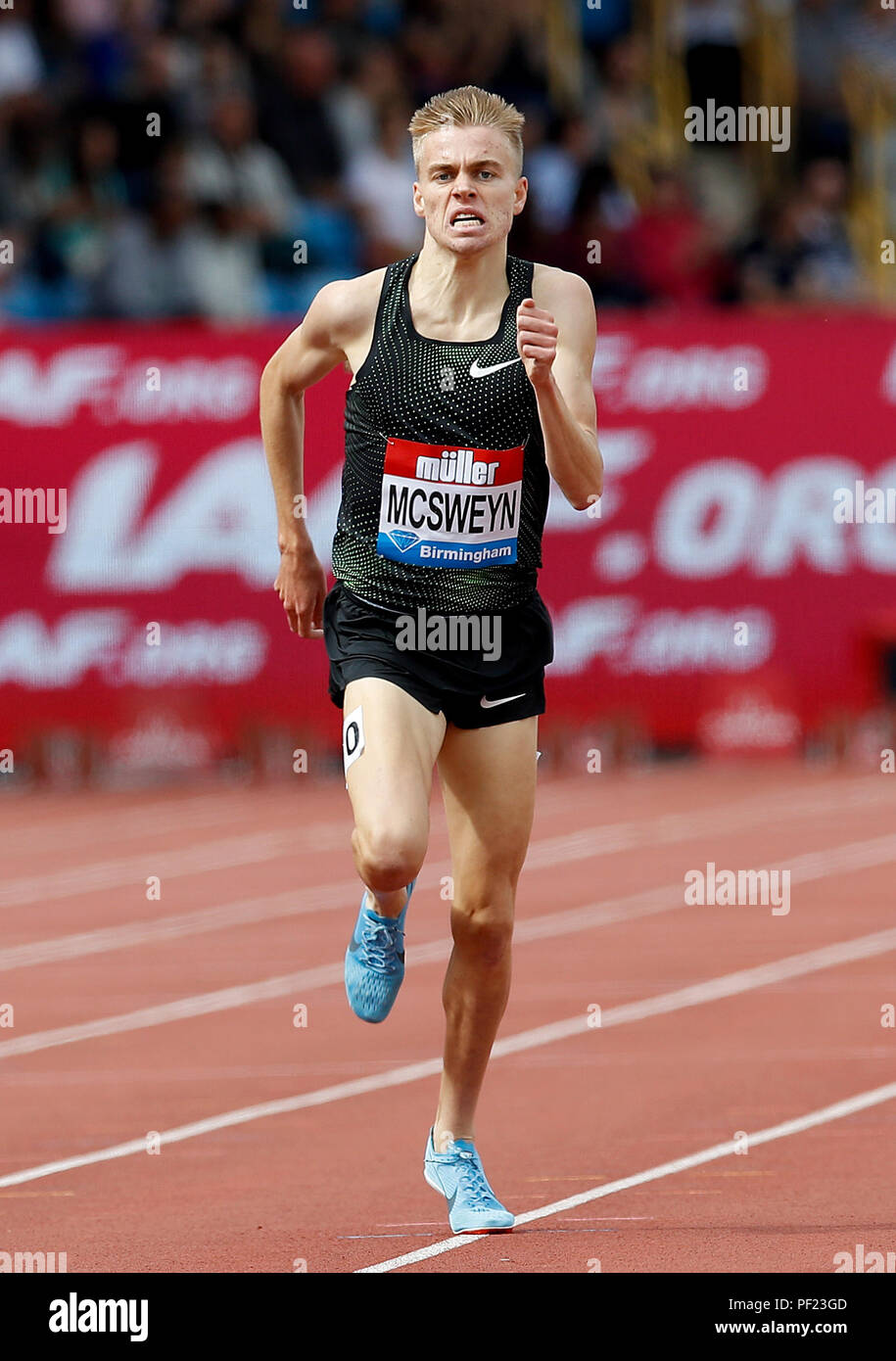 Australia S Stewart Mcsweyn Wins The Men S Emsley Carr 1 Mile During The Muller Grand Prix At Alexander Stadium Birmingham Stock Photo Alamy