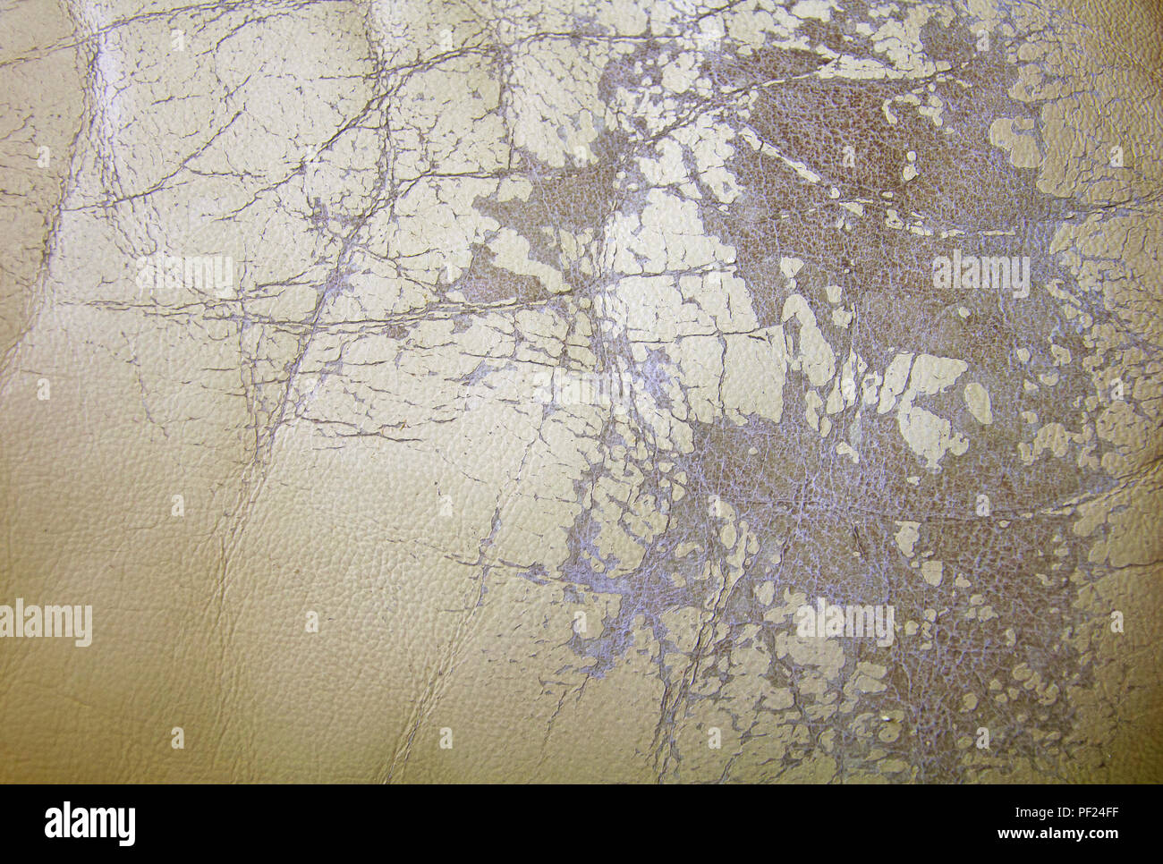Milk colored old worn leather covering as background Stock Photo