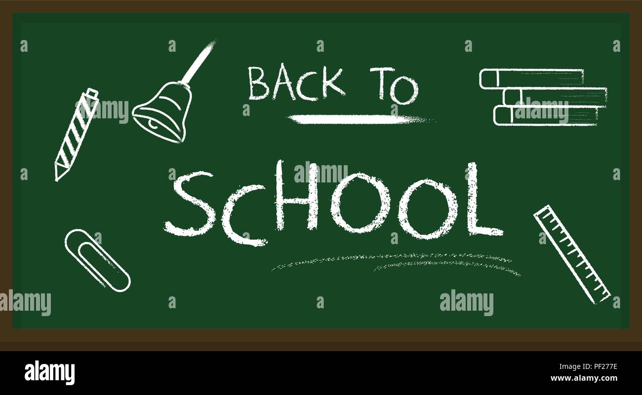 Blackboard banner back to school chalk text vector illustration Stock
