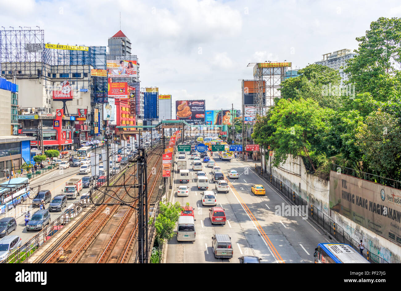Mandaluyong, Manila, Philippines - July 29, 2018: Traffic In Philippines Stock Photo
