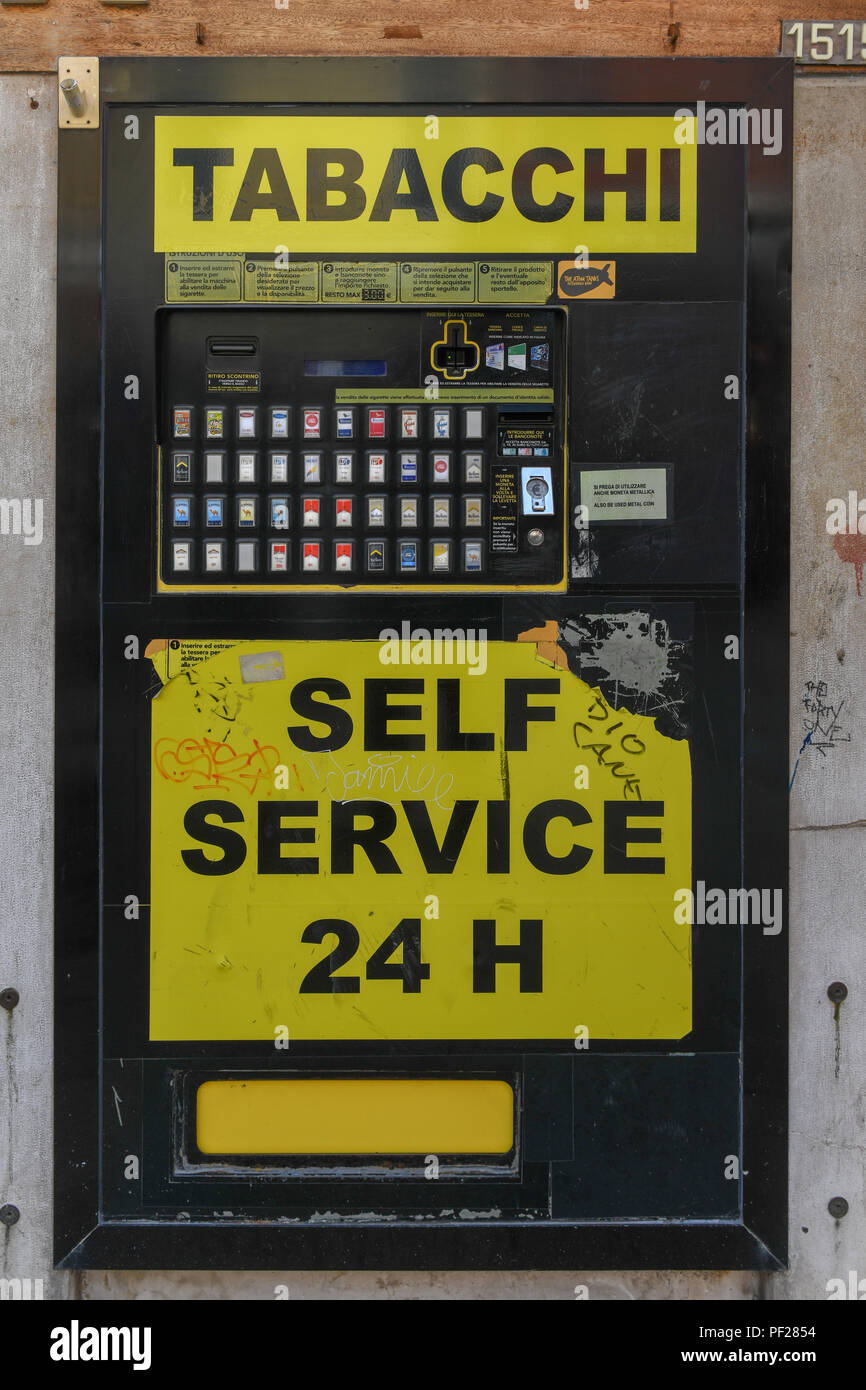 Tabacchi (cigarette) self service vending machine in Venice, Italy
