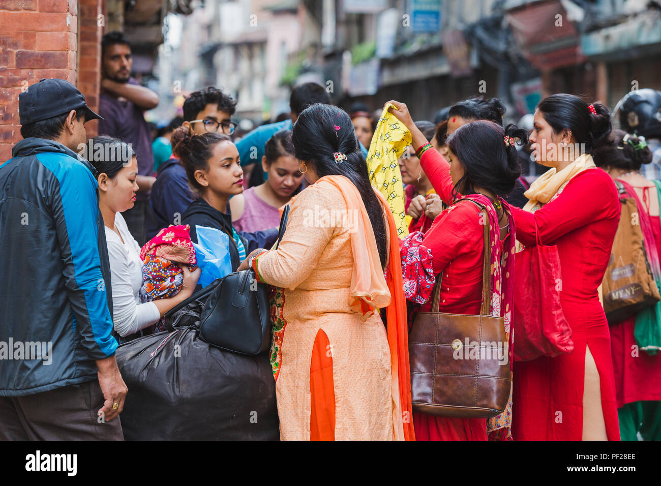 kathmandu,Nepal Aug 11,2018 Nepalese people buying and selling goods