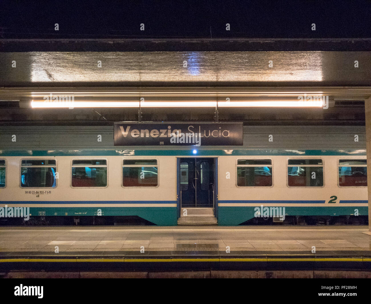Venice St. Lucia railway station (Stazione di Venezia Santa Lucia) at night where Trenitalia