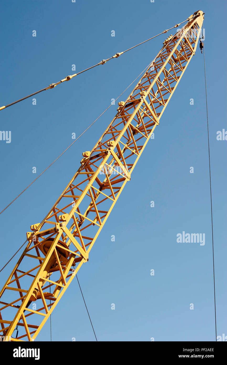 Mobile crane jib with blue sky Stock Photo Alamy