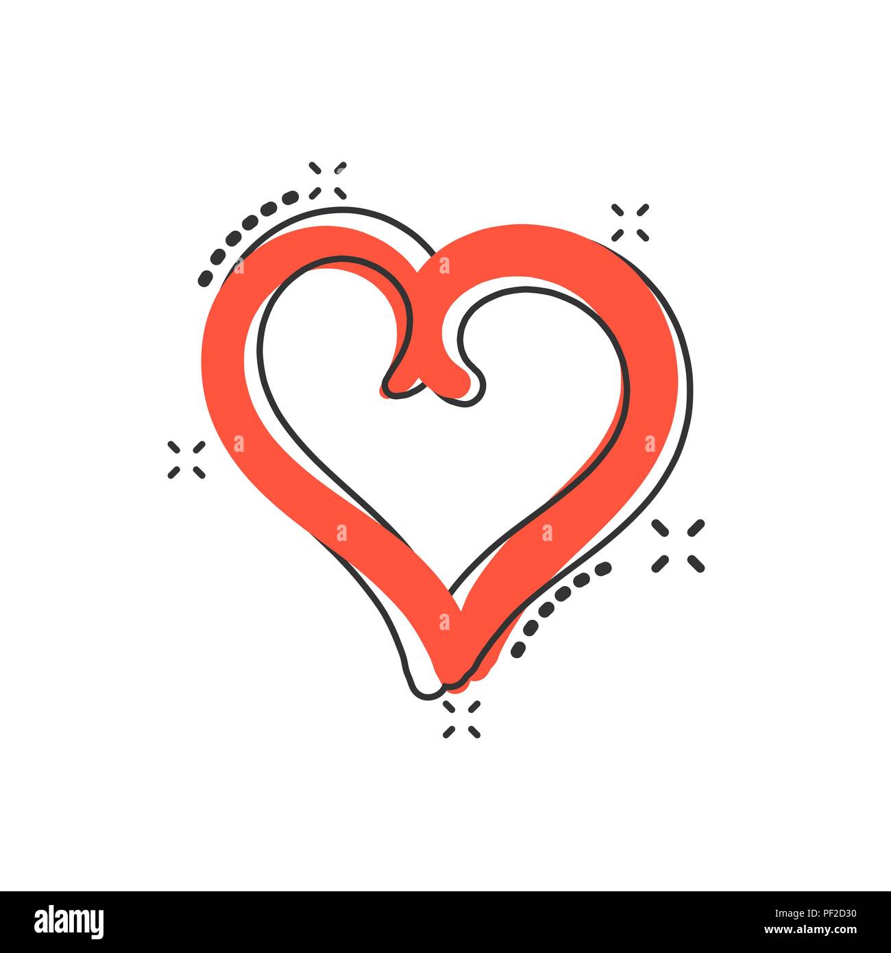 Vector cartoon hand drawn heart icon in comic style. Love sketch doodle ...