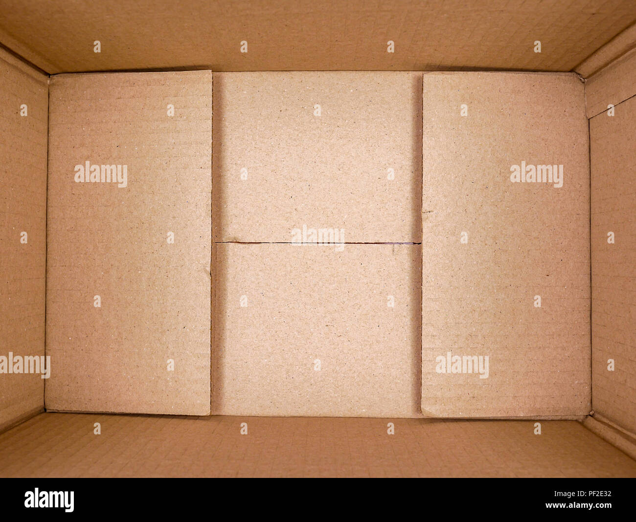 texture background brown paper box , Empty open rectangular cardboard box Stock Photo