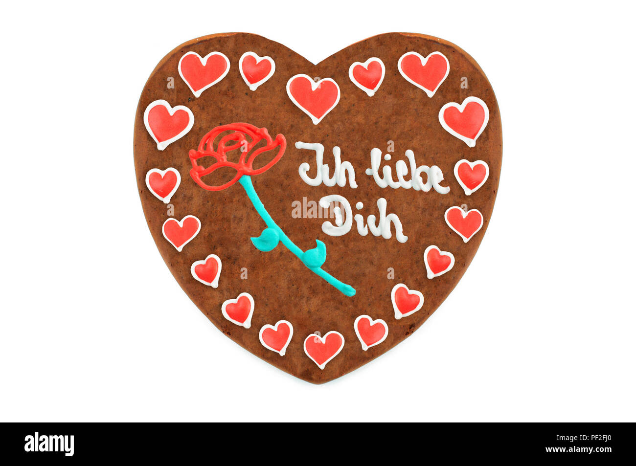 Valentines day Gingerbread heart german words ich liebe dich (engl. i