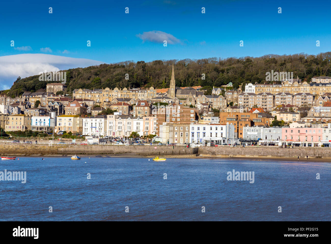 Elegant hotel and residential properties on the seafront at Weston-super-Mare, North Somerset, England, UK Stock Photo