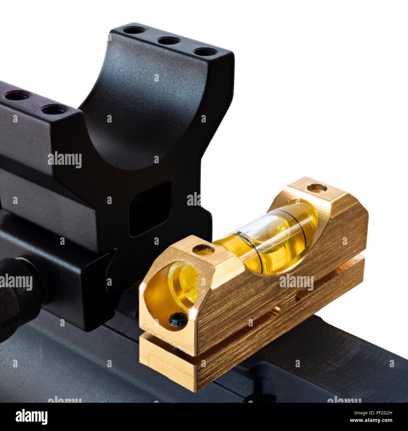 Level being checked on an AR-15 before a scope is mounted Stock Photo ...