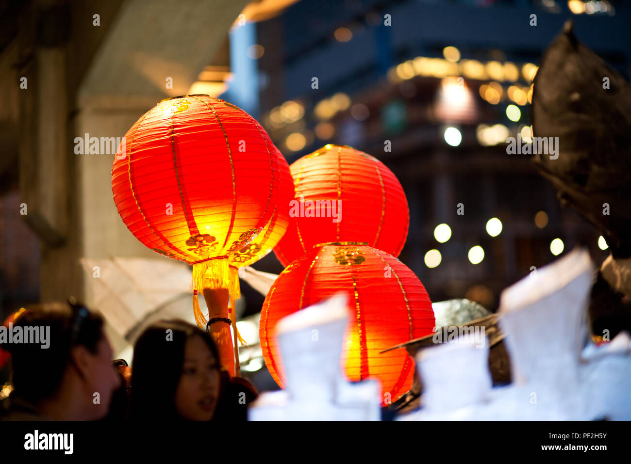 Chinese Valentine S Day Lantern Festival Riverwalk Chicago Stock