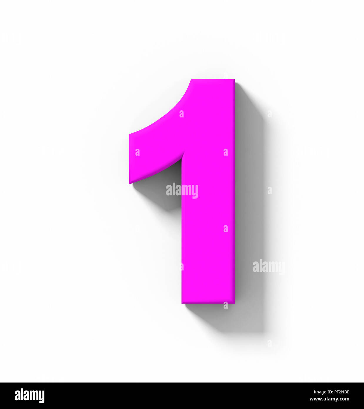 number 1 3D purple isolated on white with shadow - orthogonal ...