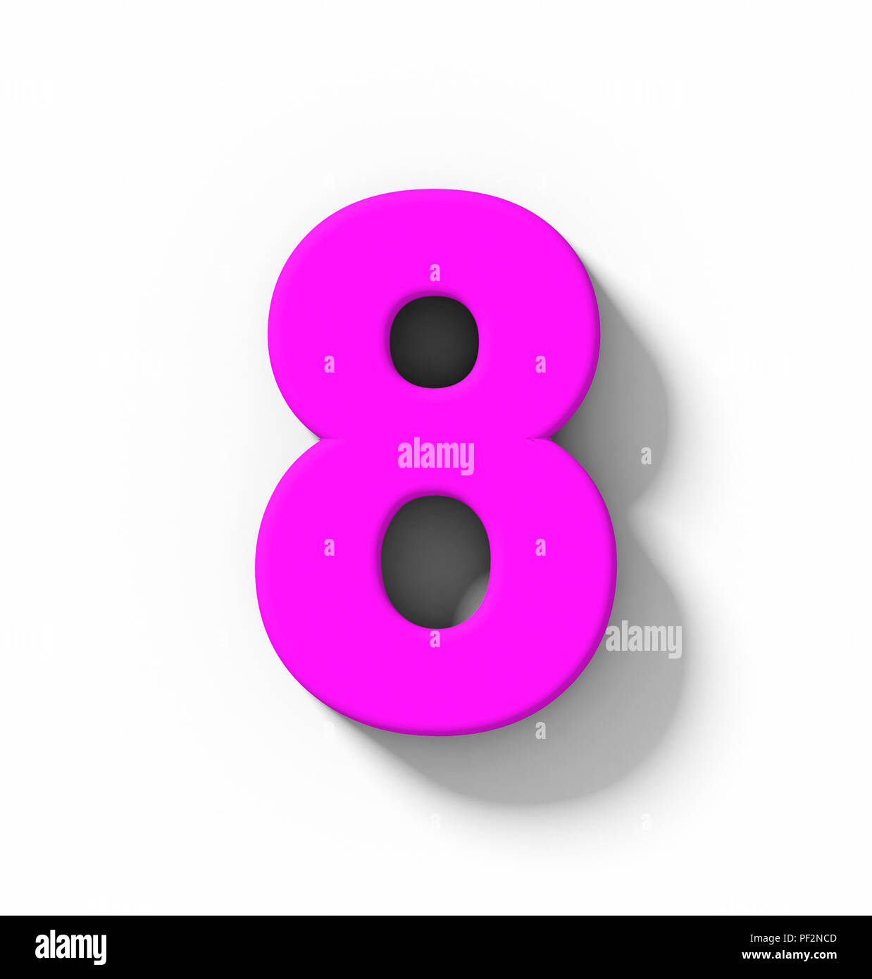 number 8 3D purple isolated on white with shadow - orthogonal ...