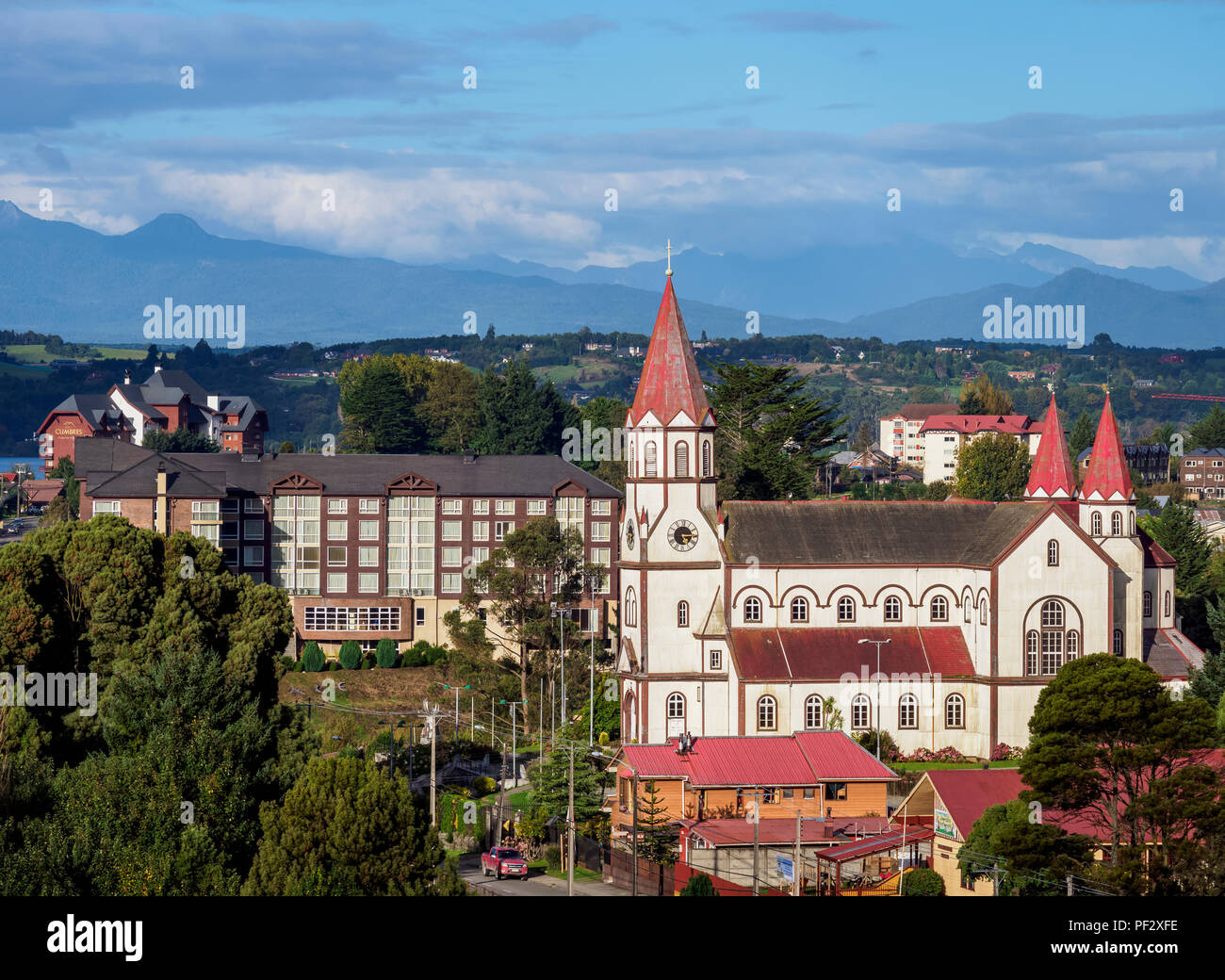 Sagrado Corazon de Jesus Church, Puerto Varas, Llanquihue Province, Los Lagos Region, Chile Stock Photo