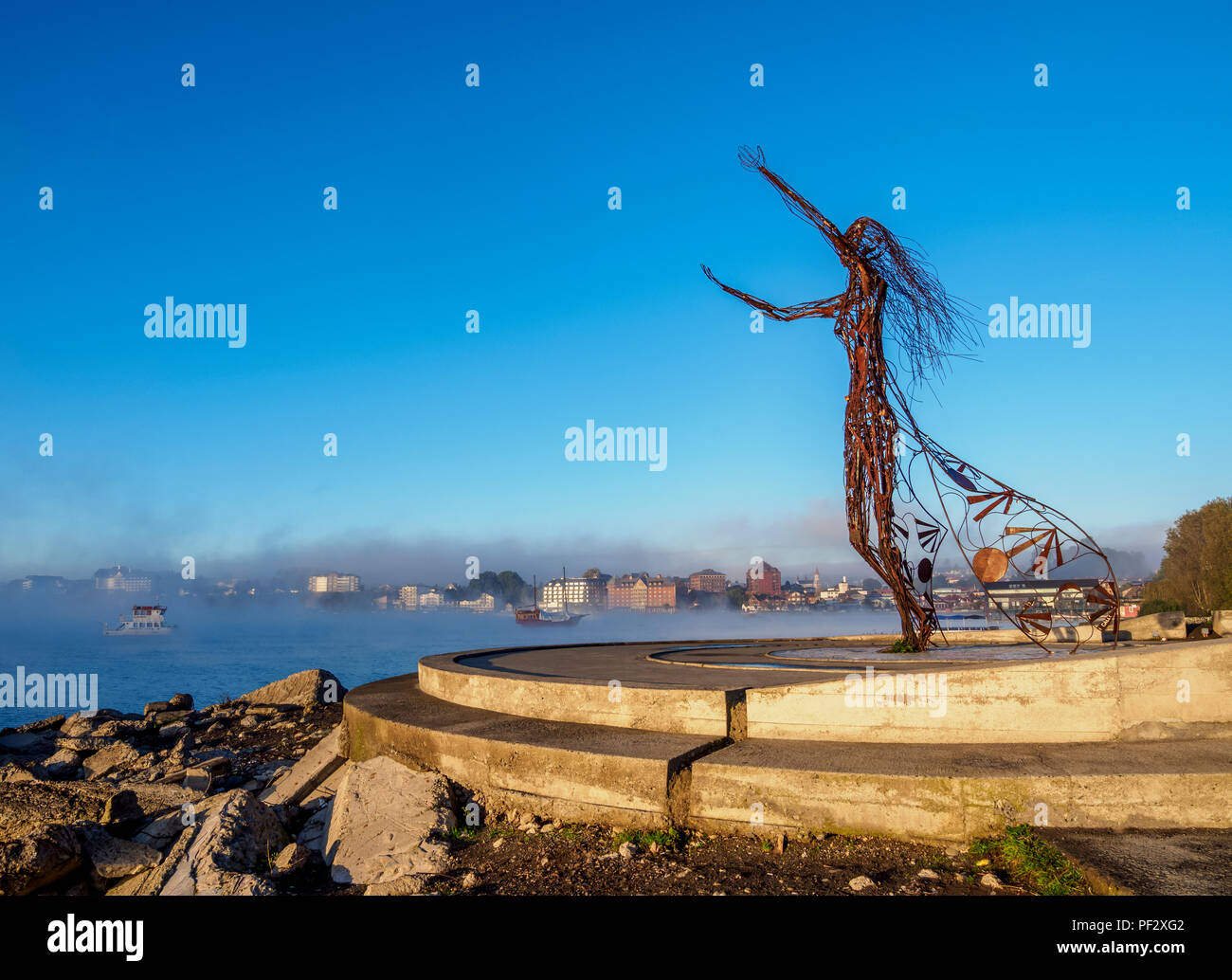 Princess Licarayen Sculpture, Puerto Varas, Llanquihue Province, Los Lagos Region, Chile Stock Photo