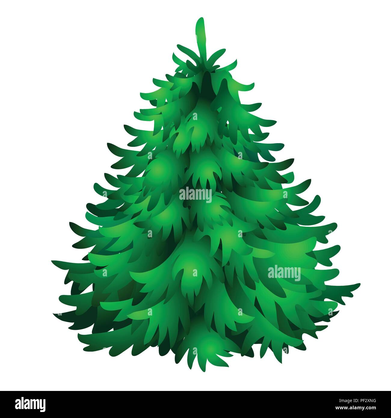 Christmas tree isolated on white background. Sketch for greeting card, festive poster or party invitations.The attributes of Christmas and New year. Vector illustration. Stock Vector