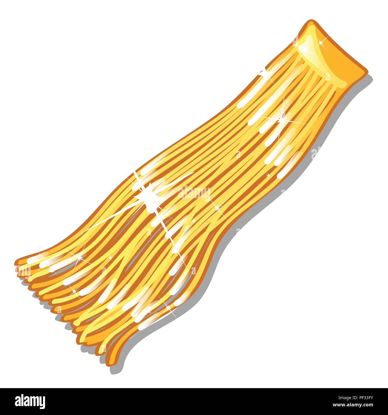 Christmas Golden tinsel isolated on white background. Vector cartoon closeup illustration Stock