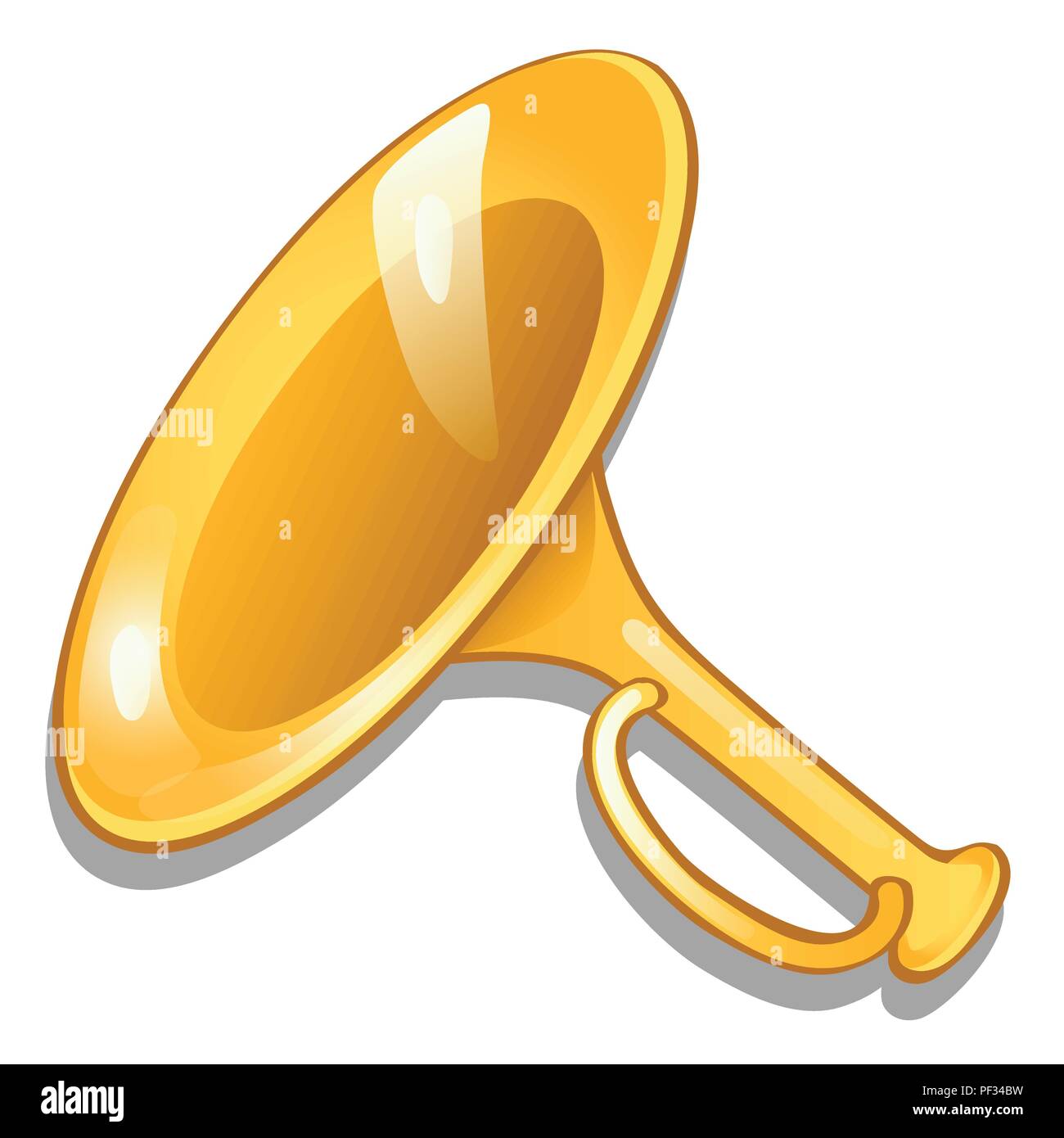 Cartoon bugle isolated on a white background. Vector cartoon closeup