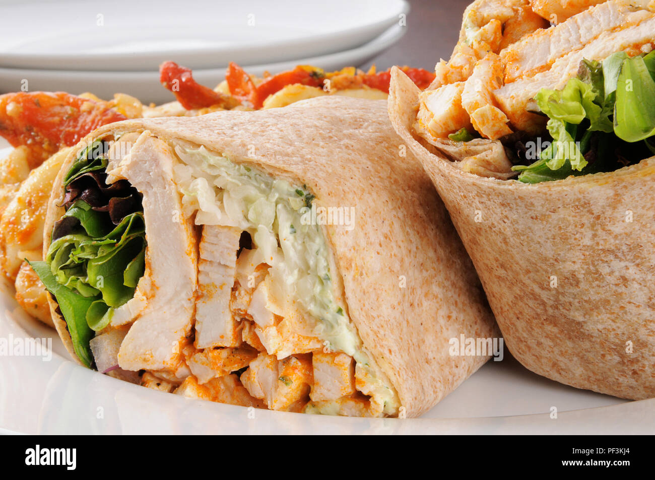 Macro photo of healthy chicken wraps Stock Photo - Alamy