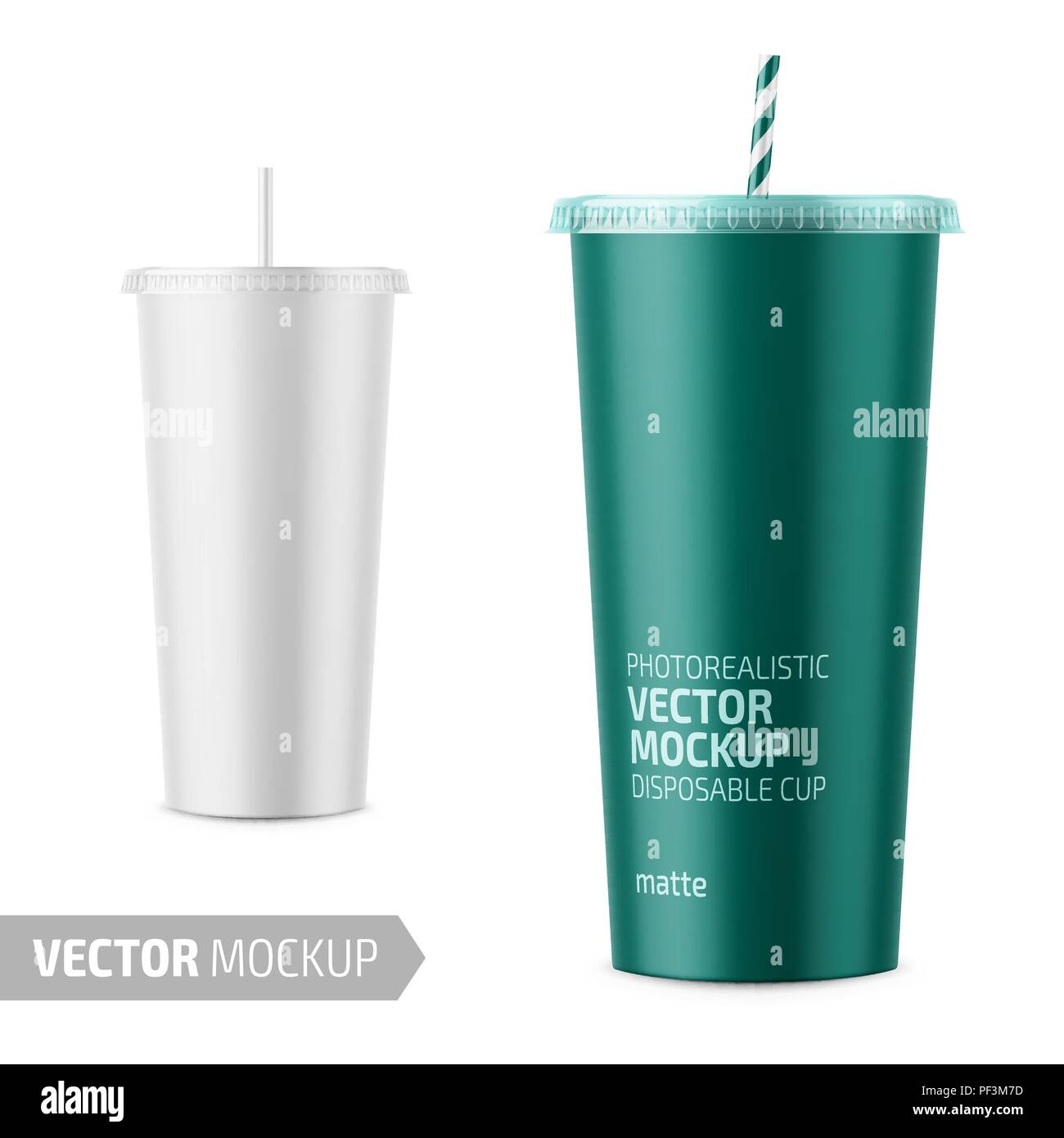 White disposable paper cup with lid and straw Stock Vector Image & Art ...