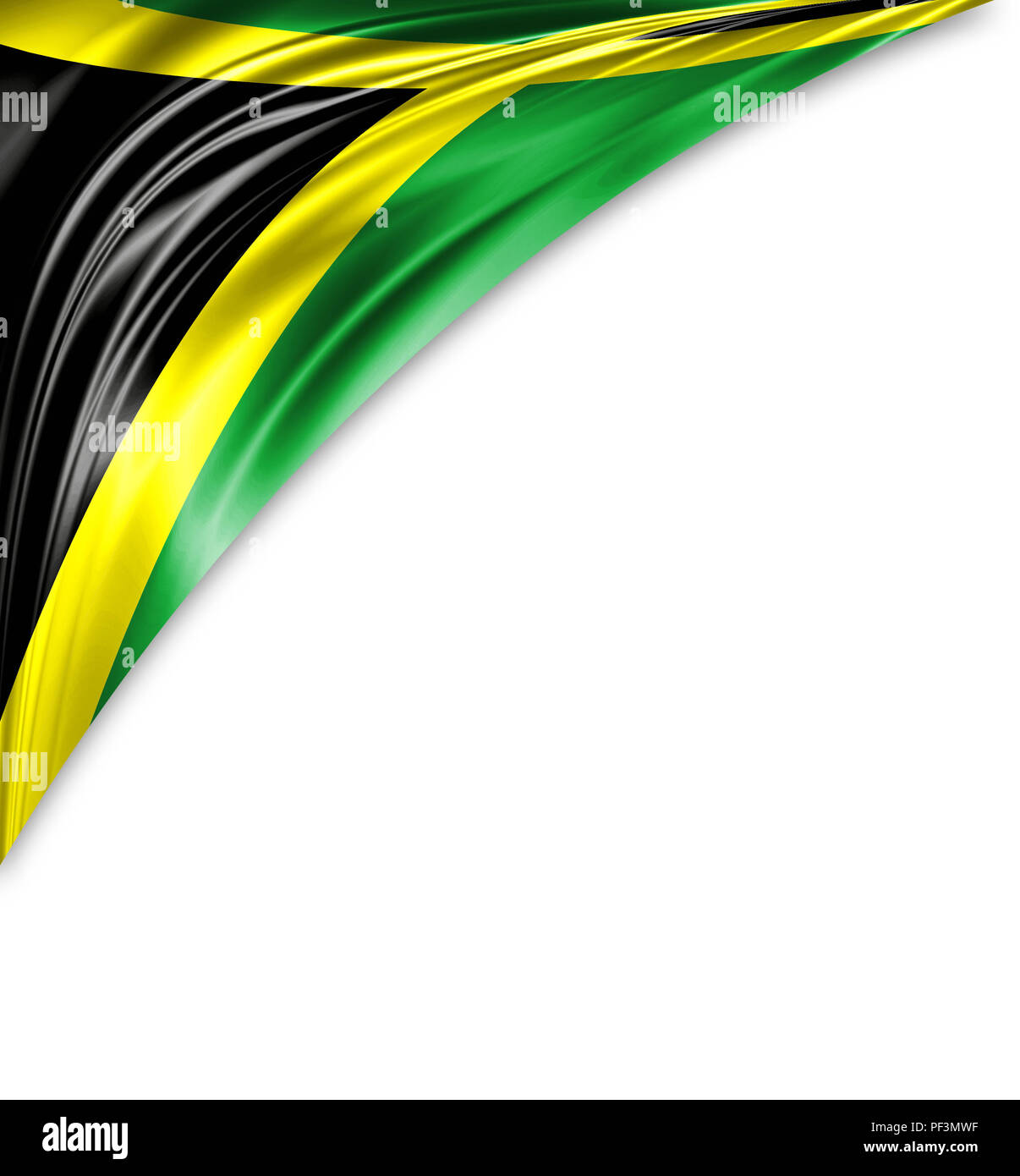 Jamaica flag of silk with copyspace for your text or images and white