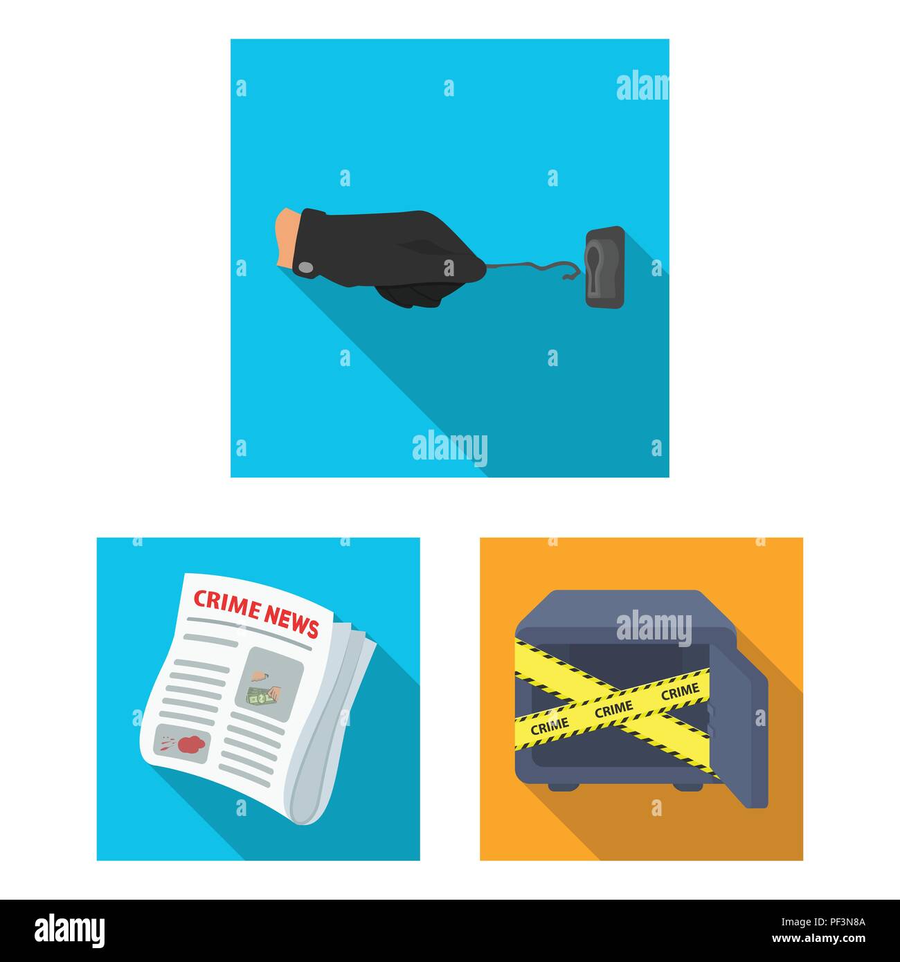 Detective agency flat icons in set collection for design. Crime and ...