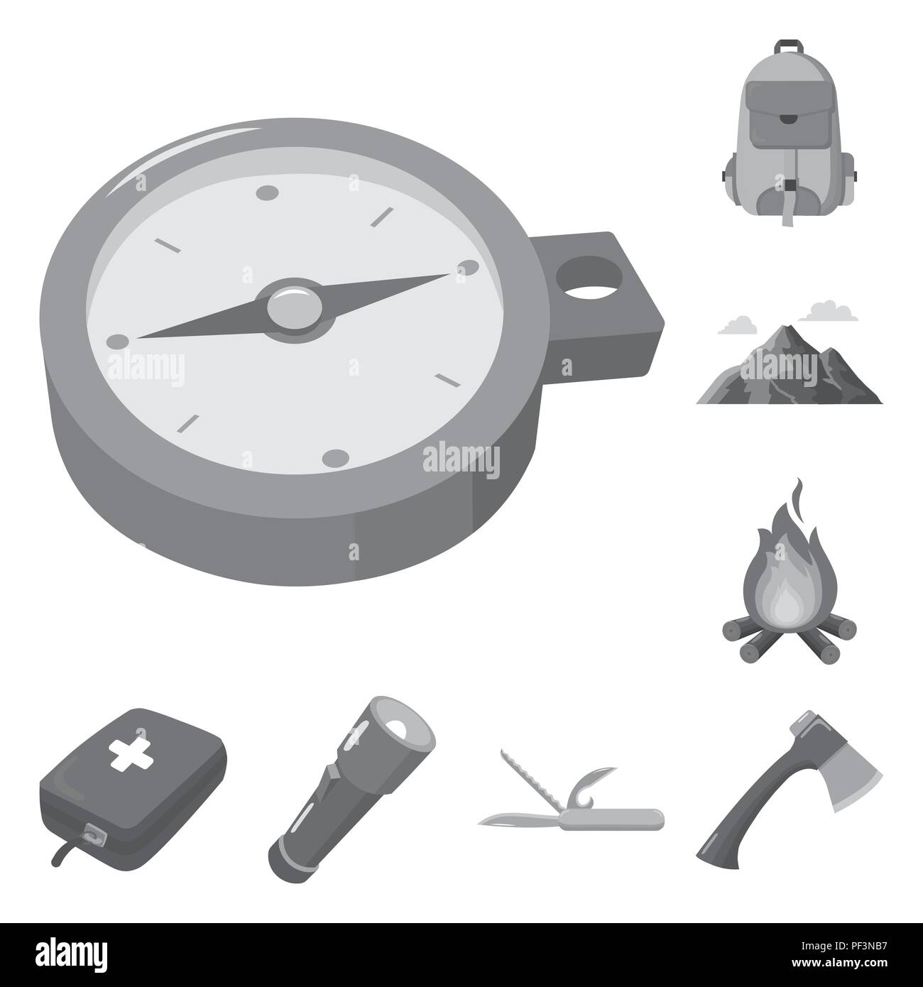 Rest in the camping monochrome icons in set collection for design ...