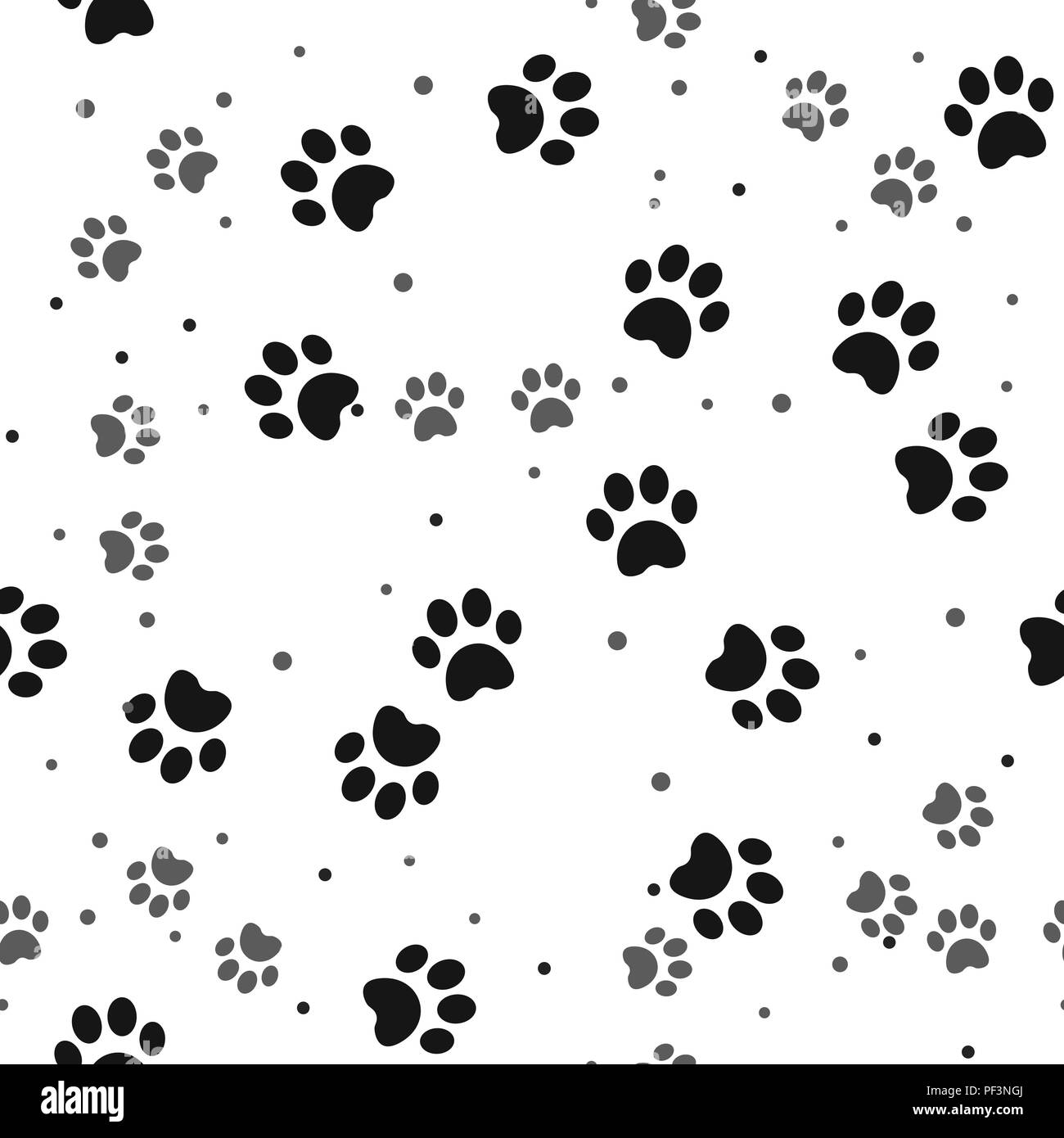 Dog paw print seamless pattern on white background eps10 Stock