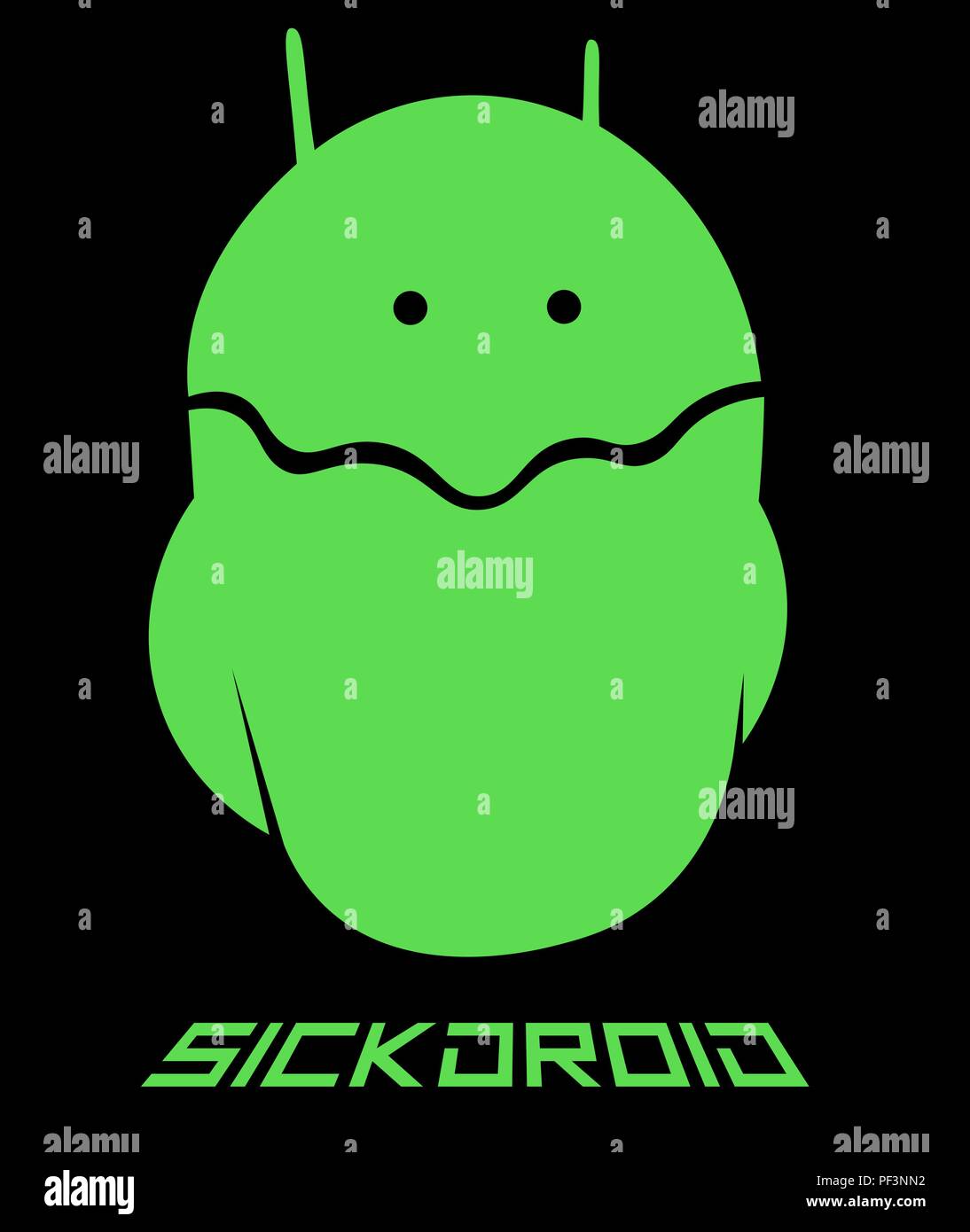 emoticon android, sick android minimalism creative logo Stock Vector