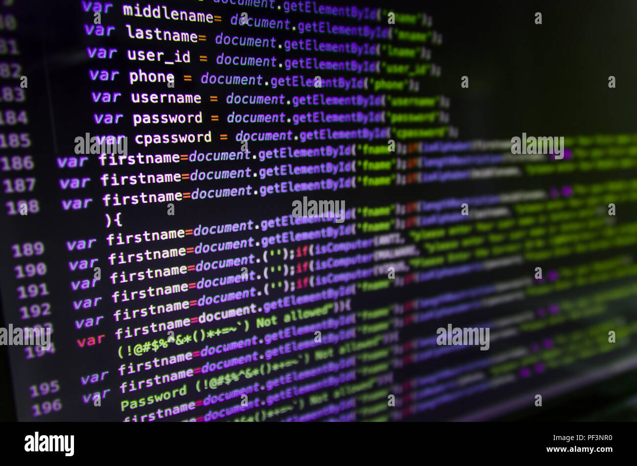 Desktop source code and Wallpaper by Computer language with coding and  programming. Stock Photo