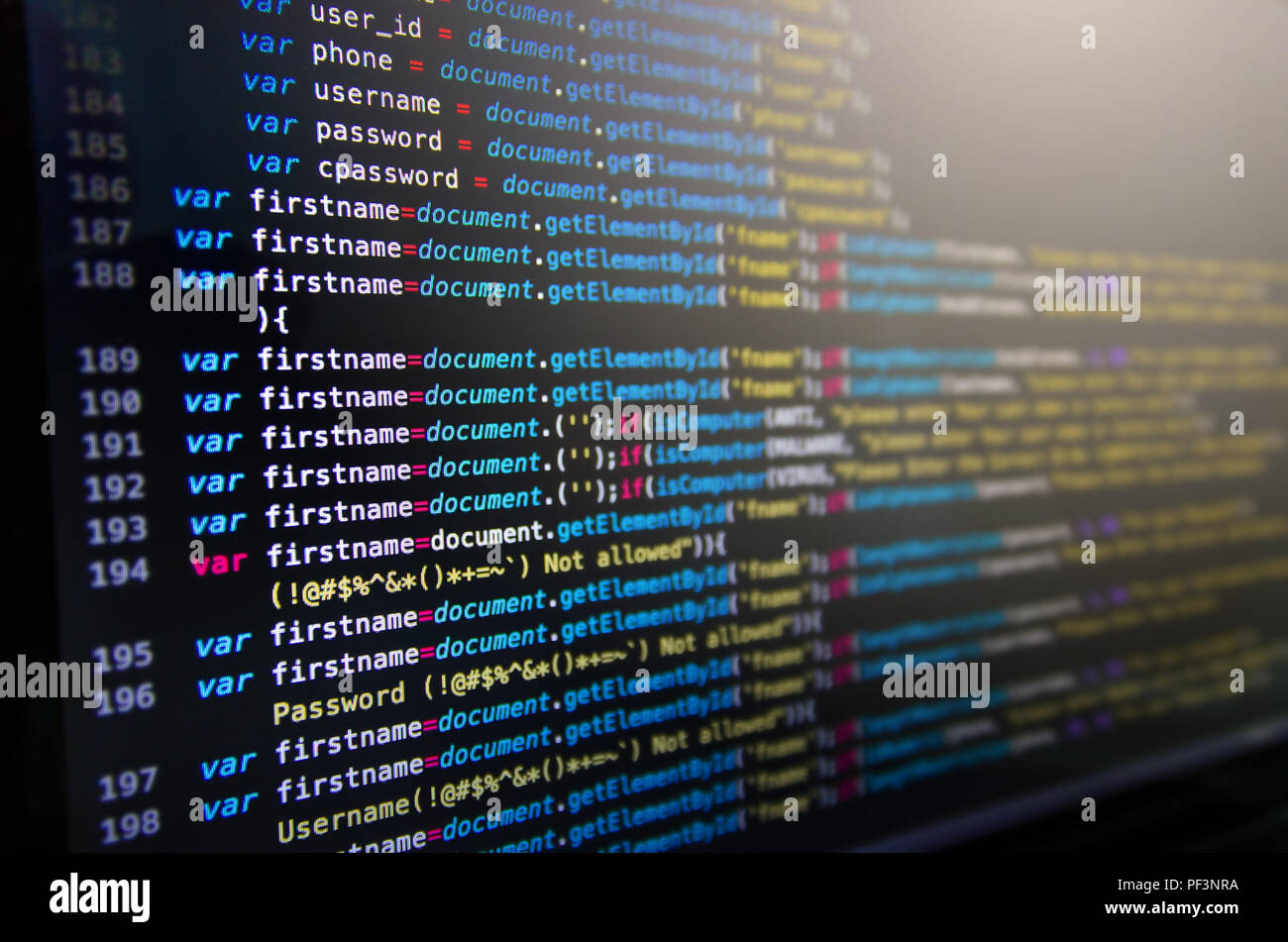 Desktop source code and technology background, Developer or programer with coding and programming, Wallpaper by Computer language and source code, Com Stock Photo