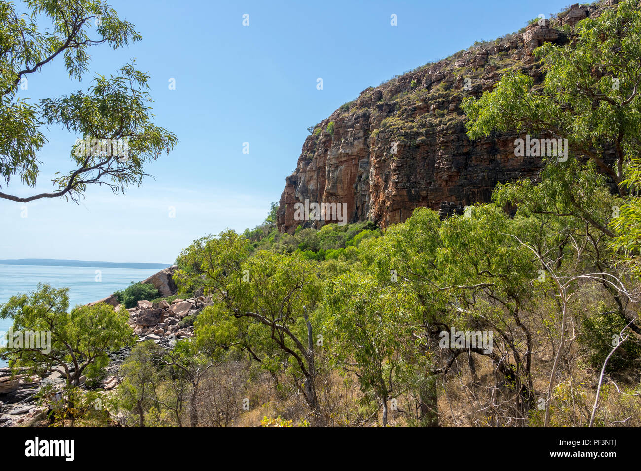 Hiking trail to the Aboriginal art caves at Raft Bay, Kimberley Coast, Western Australia Stock Photo