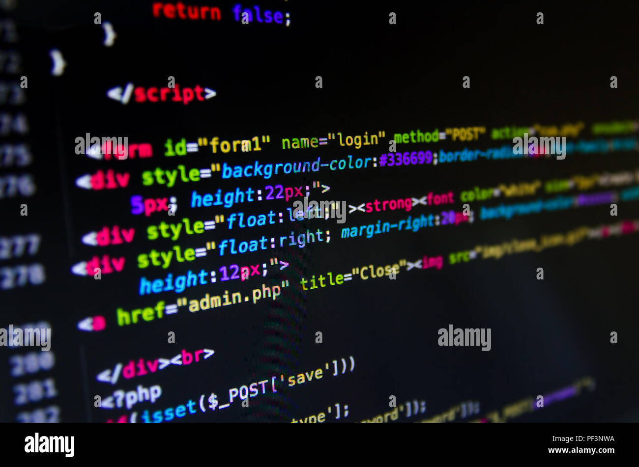Desktop source code and technology background, Developer or programer with coding and programming, Wallpaper by Computer language and source code, Com Stock Photo
