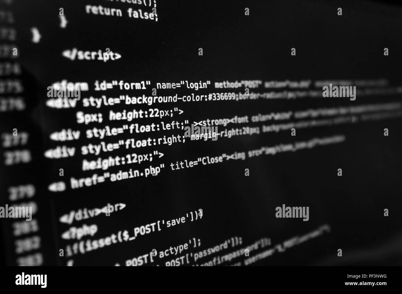 Desktop source code and Wallpaper by Computer language with coding and  programming. Stock Photo